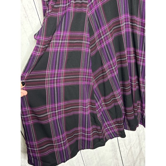 Torrid Purple Plaid Mini Challis Button Front Shirt Dress 2X - Picture 4 of 8